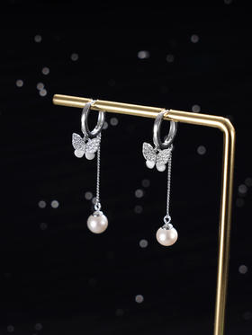 子佩集S925银珍珠耳环【Y-9072】纯银珍珠扣环耳圈2409