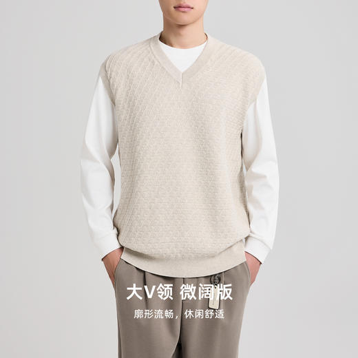 墨麦客男装简约V领针织背心男2025秋新款纯色套头针织衫男21982 商品图1