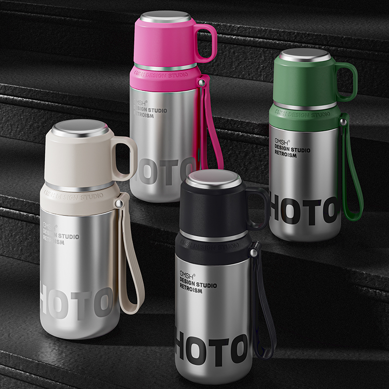 悦享纯净！【MSH草莓生活日用保温杯】500ml容量 自带杯盖 热饮纳凉 可一键弹盖直饮 12h长效保温 （内胆316不锈钢）（外壳304不锈钢））