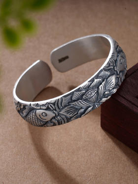 子佩集S999银【莲华倾影】手镯【JLSZ002】纯银手镯仿古2408