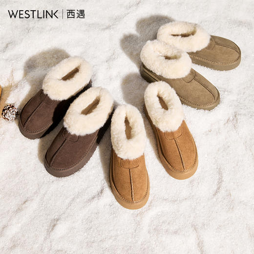 西遇厚底雪地靴女鞋冬季爆款百搭外穿毛毛鞋加绒保暖增高棉鞋Y0057355 商品图0