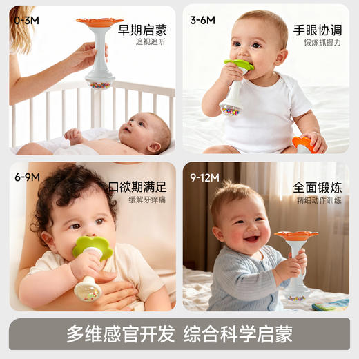 【冬日暖拥】曼龙mloong花朵婴儿牙胶摇铃益智玩具硅胶可咬牙胶新生儿防吃手 商品图1