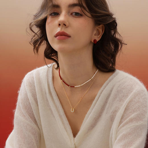 ARSIS｜流光系列 珠光马蹄项链 红色 商品图1