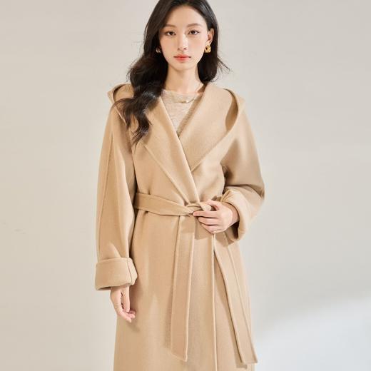 SH 22672休闲时尚宽松翻领浴袍连帽双面呢大衣外套 商品图1