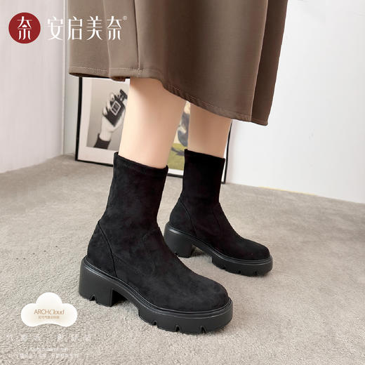 ARCHCONTACT安启美奈圆头厚底百搭瘦瘦靴53074 商品图3