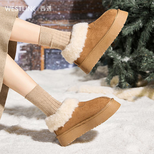 西遇厚底雪地靴女鞋冬季爆款百搭外穿毛毛鞋加绒保暖增高棉鞋Y0057355 商品图2