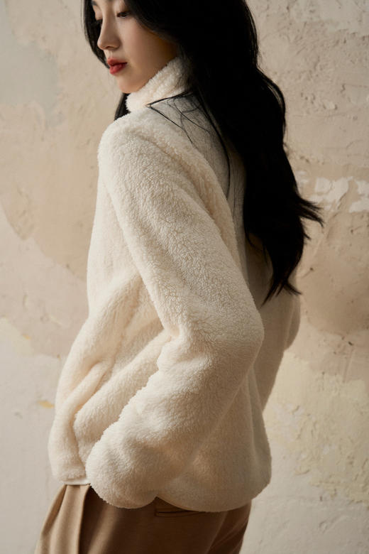 越穿越暖毛茸茸简约小立领优衣库同款摇粒绒外套 商品图2