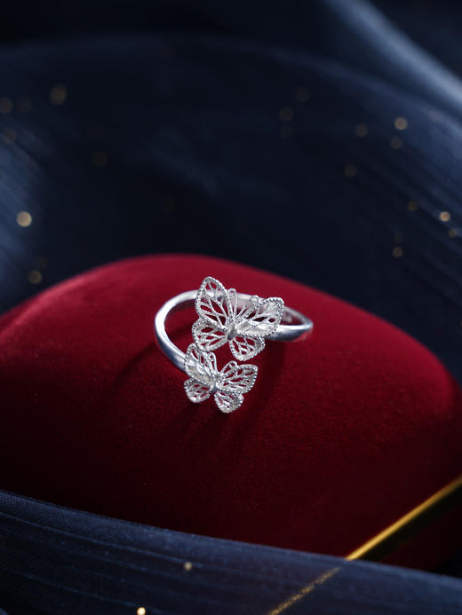 子佩集S990银【光明蝶舞】戒指【MXJZ026】纯银花丝两只蝴蝶2410 商品图0