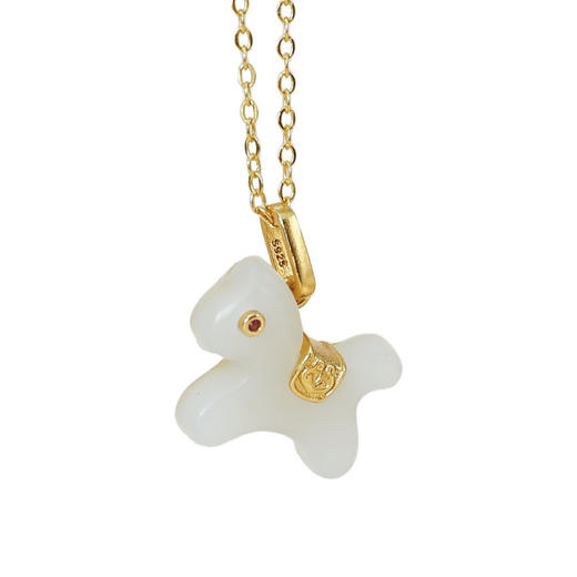 带证书和田玉吊坠，新年属马本命年项链JX-XHP2749 商品图4