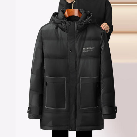 【90白鸭绒 可拆卸帽】罗蒙冬季男士羽绒服保暖舒适中长款加厚休闲时尚百搭白鸭绒外套 商品图2