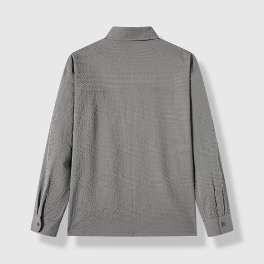 GXG男装25秋季日常通勤简约纯色休闲工装外套男式翻领长袖衬衫K&C 商品图5