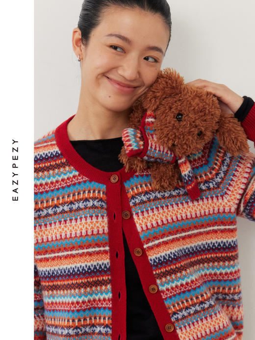 挪威奶奶提花羊绒开衫 商品图2