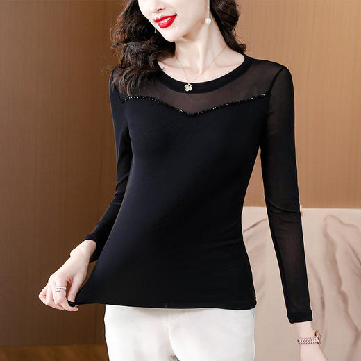 KQL C302N1591钉珠大码打底衫上衣修身显瘦T恤 商品图2