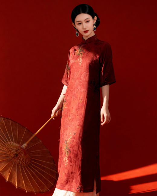 YU0047香云纱旗袍。 商品图0