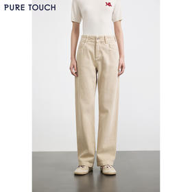 PURE TOUCH女装25秋冬新款高腰直筒牛仔裤复古休闲水洗牛仔长裤