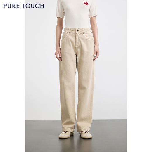 PURE TOUCH女装25秋冬新款高腰直筒牛仔裤复古休闲水洗牛仔长裤 商品图0