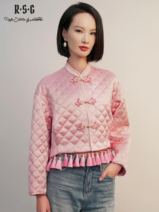 郭培成衣RSG2025冬季新款流金岁月_新中式流苏绗缝盘扣短上衣棉服 商品图4
