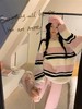 D112713日式潮牌慵懒撞色条纹仿水貂绒针织毛衣 商品缩略图4