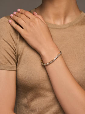 北京仓｜Lili Claspe-Lyra Pavé-金色 锆石 手链［美国设计师］