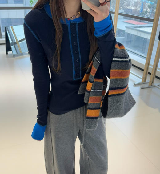 韩国订单拼色加厚保暖打底衫11261 商品图7