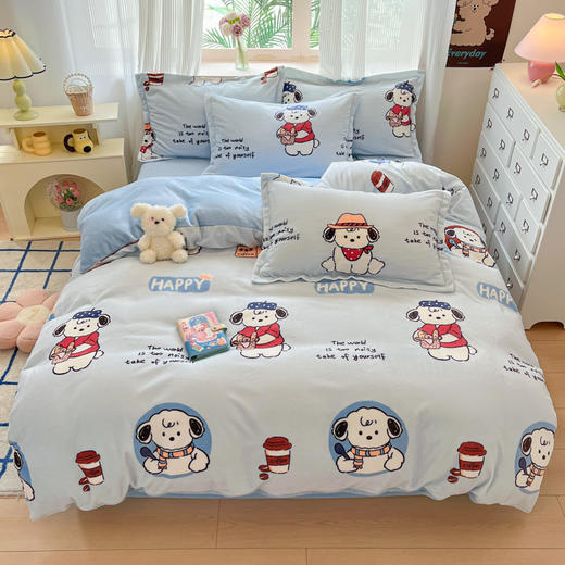 久寐牛奶绒印花四件套 200*230cm  1.5m和1.8m床通用 商品图3