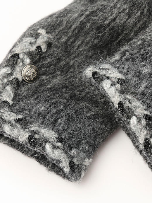 灰黑混纺粗花呢小香风外套 撞色毛边金属扣短款夹克 复古优雅秋冬质感上衣 商品图3