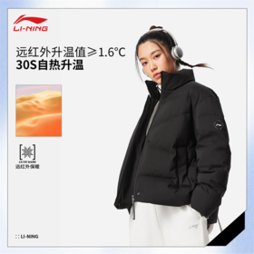 李宁女子保暖防泼水立体裁剪鸭绒短羽绒服AYMV196