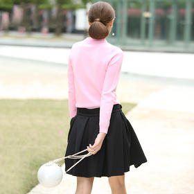 欧芮儿2016春季新款女装粉色蕾丝拼接甜美圆领长袖精致针织毛衣潮