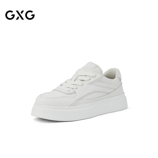 GXG通勤男鞋休闲百搭牛皮小白鞋时尚舒适增高休闲板鞋 商品图1