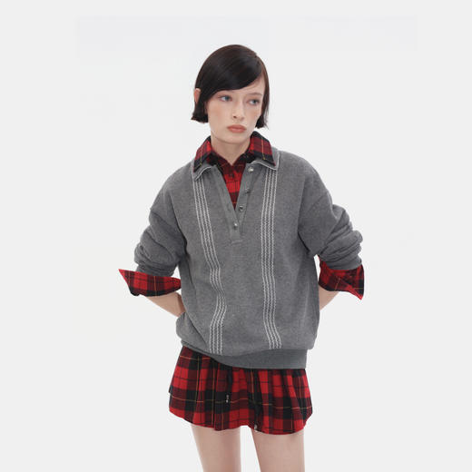 Herlian 2025冬季新品 双排月牙缝线设计休闲Polo卫衣女士 商品图1