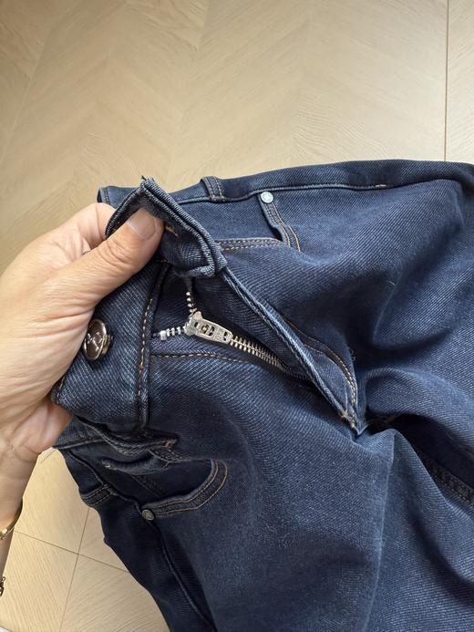 D112726秋冬款时尚休闲商务后腰字母logo皮标男士加绒牛仔裤 商品图5