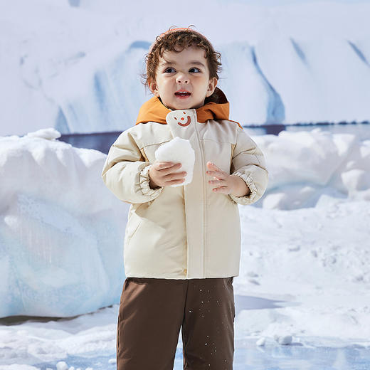 迷你巴拉三防发热男女童防风雪拒油污后背蓄热里布连帽羽绒服冬新 商品图2