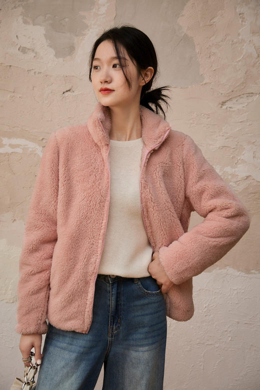 越穿越暖毛茸茸简约小立领优衣库同款摇粒绒外套 商品图10