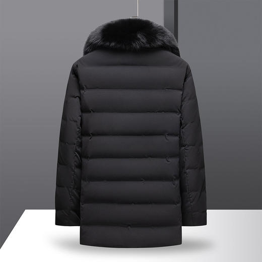 【可拆卸狐狸毛领】罗蒙冬季羽绒服爸爸装中老年中长款保暖轻薄一衣两穿外套 商品图3