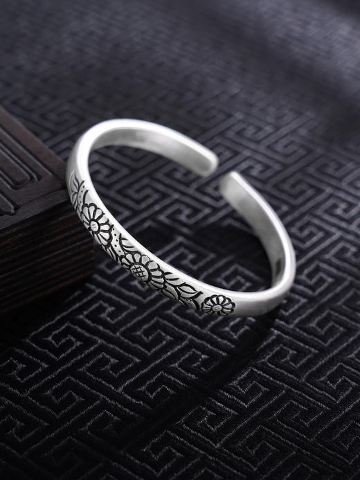 【暗恋回声】子佩集S999银手工手镯原创设计【55071218】2407 商品图0