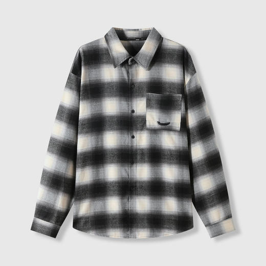 GXG男装25秋季潮流休闲格纹复古简约宽松舒适男式翻领长袖衬衫K&C 商品图5