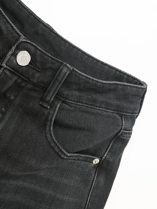 高腰阔腿黑灰做旧牛仔裤 渐变质感宽松九分裤 秋冬复古休闲牛仔长裤 商品图2