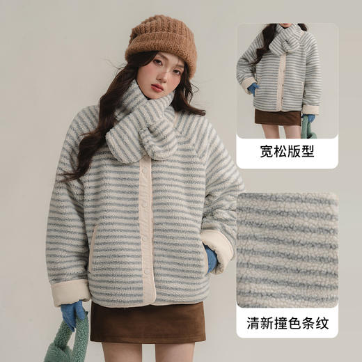 西遇双面穿摇粒绒短款棉服女冬季新款显瘦不臃肿保暖夹棉外套SS051721 商品图2