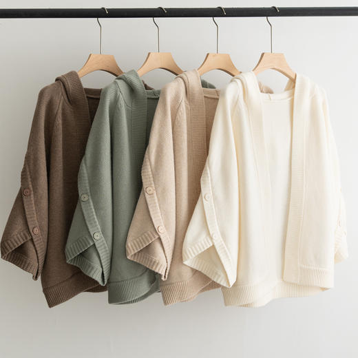 M记交叉袖羊绒羊毛混纺开衫罩袍 商品图0