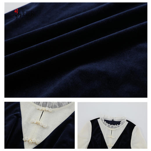 司歌假两件丝绒连衣裙秋冬女A921179X 商品图2