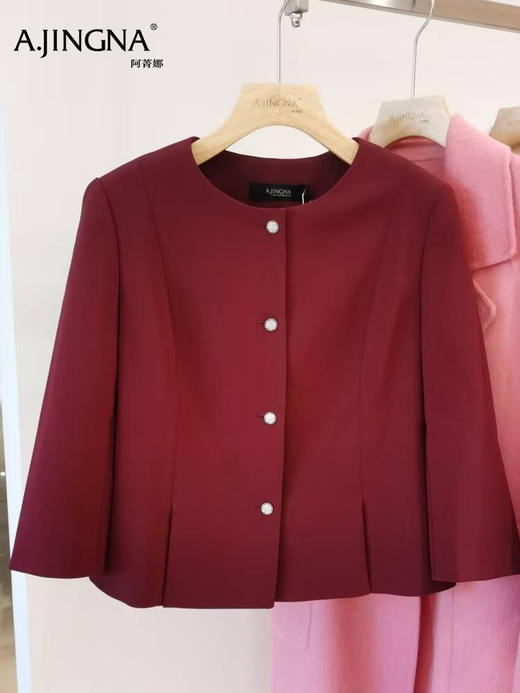 【商场同款】阿菁娜春季新款圆领简约优雅职场正装外套A28C107012 商品图5