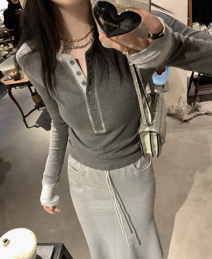 韩国订单拼色加厚保暖打底衫11261