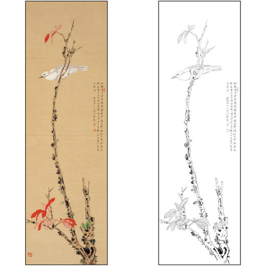 工笔画白描底稿于非闇花鸟《花鸟》临摹勾线高清打印稿FA57 商品图0