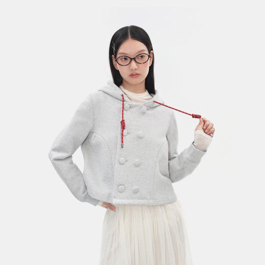 Herlian2025冬季新品 双排扣连帽开衫卫衣女士 商品图2