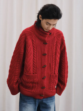 LIVINGTOWN/LT羊毛混纺牛角扣外套