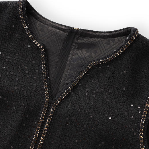 「高货wl」全新升级【铂金会员339/天猫459/差价120】(03707)洛诗琳2025秋冬新款羊毛混纺亮片编织粗花呢小香风背心裙 商品图3