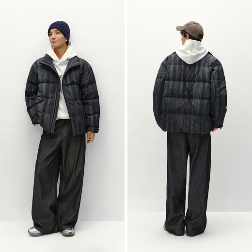 森马羽绒服男冬季80绒子宽松立领外套微皱肌理感设计感印花上衣潮 商品图4