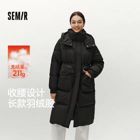 森马羽绒服女冬季长款80绒子纯色连帽宽松插肩袖加厚保暖百搭外套