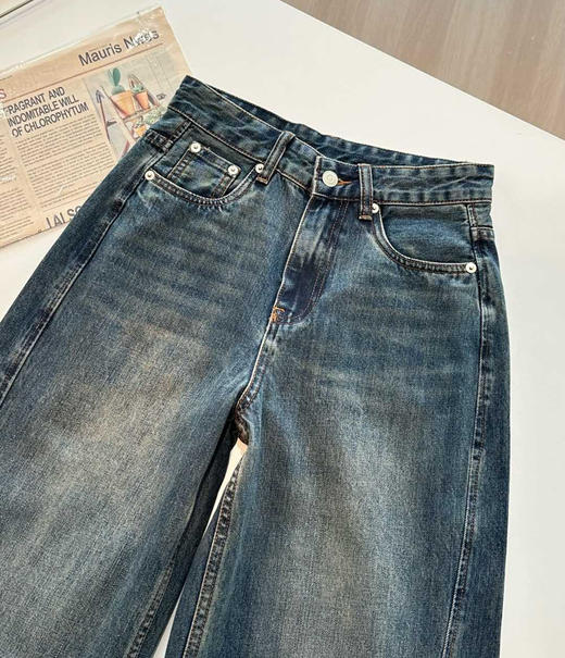 Moco原单去标复古水洗缝线前移牛仔裤112707 商品图12