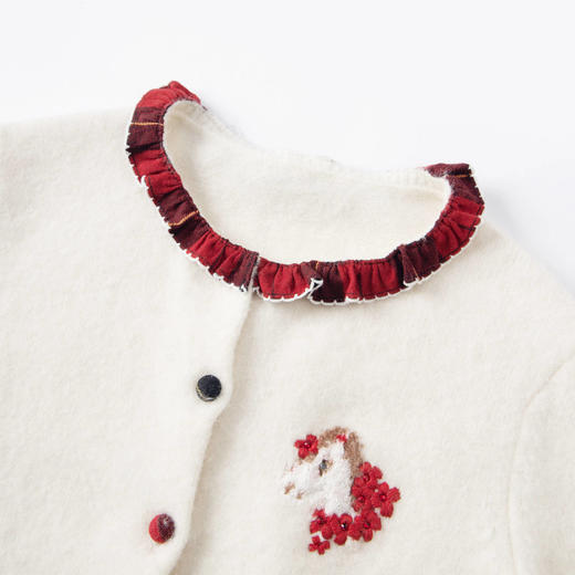 Herlian2025冬季新品碎褶荷叶边领口小马提花针织衫女士 商品图3